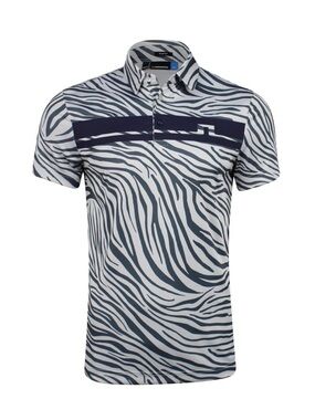 J.Lindeberg NWT Clark Print Slim Fit Jersey Polo Top Short Sleeve Zebra Pattern